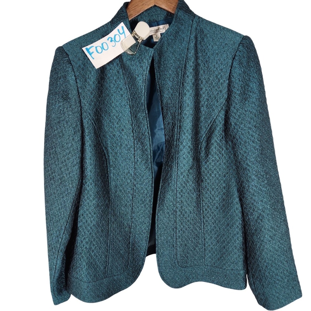 Coldwater Creek Teal Iridescent Open‎ Front Blazer Size Medium - Like NEW!